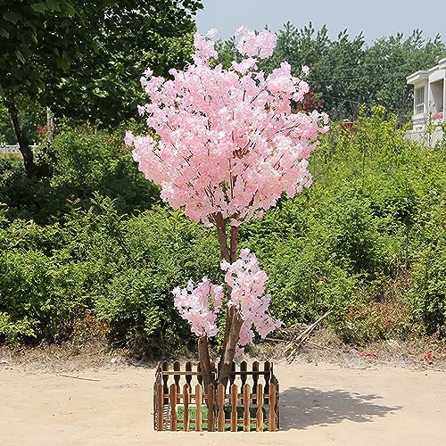 WgGUIF Artificial Cherry Blossom Tree Champagne Cherry Blossom Tree Arch Pink Fake Sakura Flower Trees for Office Bedroom Party DIY Decor Wedding Indoor Outdoor Gardens 1.2x0.8m/3.9x2.6ft von WgGUIF