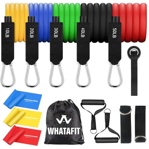 WHATAFIT Widerstandsbänder, Übungsbänder, Widerstandsbänder für Training, Workout-Bänder mit Griffen für Männer und Frauen, Fitness, Krafttraining, Heim-Fitnessgerät WHATAFIT Widerstandsbänder, Übungsbänder, Widerstandsbänder für Training, Workout-Bänder mit Griffen für Männer und Frauen, Fitness, Krafttraining, Heim-Fitnessgerät von WHATAFIT