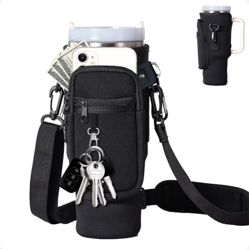 Whcctl Tragetasche für Stanley Cup 40oz, Flaschenhalter mit Tasche, Stanley Cup Zubehör, Stanley Cup Accessories, Stanley Cup Tasche mit Riemen und Telefontasche, für Laufen und Radfahren, Schwarz Whcctl Tragetasche für Stanley Cup 40oz, Flaschenhalter mit Tasche, Stanley Cup Zubehör, Stanley Cup Accessories, Stanley Cup Tasche mit Riemen und Telefontasche, für Laufen und Radfahren, Schwarz von Whcctl