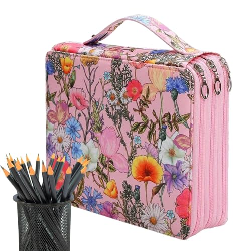 Etui für Kunstbedarf – Buntstift-Organizer-Tasche, künstlerisches Federmäppchen | Markerhalter mit Rosenmuster und 124 Steckplätzen mit Reißverschluss, mehrschichtige Textmarker-Aufbewahrung für Künst Etui für Kunstbedarf – Buntstift-Organizer-Tasche, künstlerisches Federmäppchen | Markerhalter mit Rosenmuster und 124 Steckplätzen mit Reißverschluss, mehrschichtige Textmarker-Aufbewahrung für Künst von Whnbuij