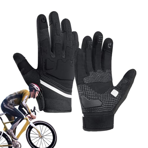 Fahrrad-Fahrradhandschuhe – Winter-Fahrradhandschuhe, Touchscreen-Trainingshandschuhe | Reflektierende Vollfinger-Fahrradhandschuhe, gepolstert, rutschfest, stoßdämpfend, Touchscreen, für Workout, Spo von Whnbuij