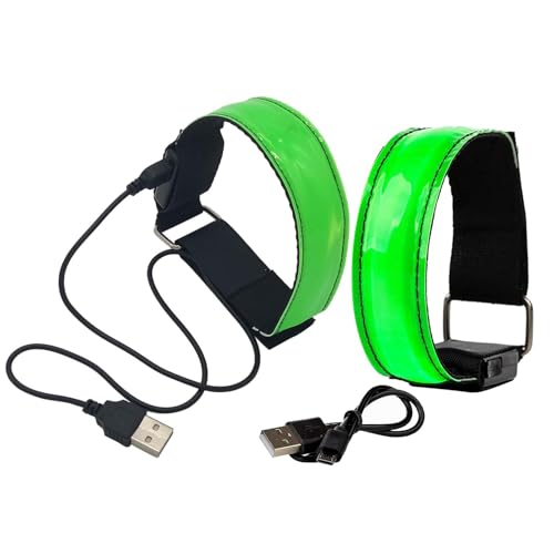 Whnbuij Lauflichtarmband, LED-Armband | Reflektierende Laufausrüstung, leuchtende Armbänder, 2 Stück - Gut sichtbare, verstellbare Leuchtbänder mit 3 Leuchtmodi für Jogger, Radfahrer, Spaziergänger von Whnbuij