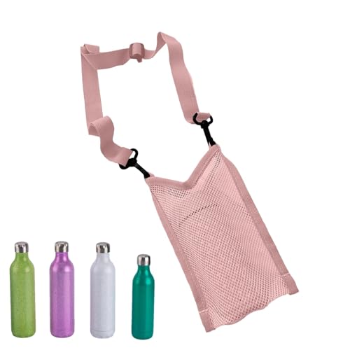 Whnbuij Tragetasche für Wasserflaschen, tragbare Wasserflaschennetztasche mit Gurt, Wasserflaschenhülle für Outdoor, Freizeit, Sport, Fitnessstudio, rose, Refer to description, Unisex von Whnbuij