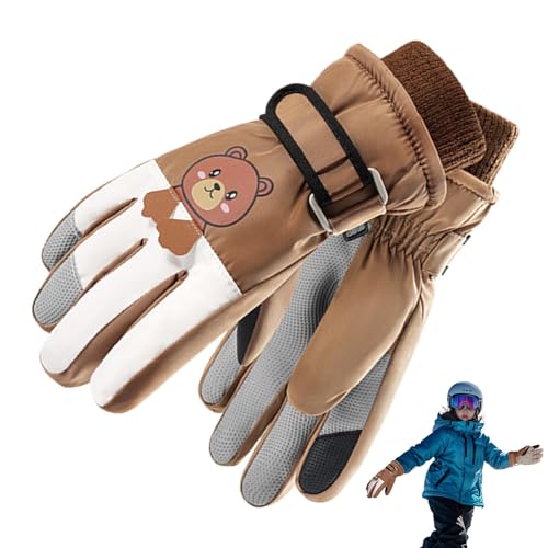 Whnbuij wasserdichte Handschuhe Kinder,Kinder-Schneehandschuhe, Kinder Winterhandschuhe Wasserdicht, Outdoor-Handschuhe, warme Jugendhandschuhe, rutschfeste Handschuhe für Outdoor-Radtraining von Whnbuij