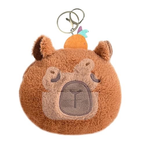 Whrcy Capybara-Plüsch-Geldbörse, Capybara-Geldbörse - Stilvolle kleine Münztasche mit niedlichem Tiermotiv | Plüschtier-Freizeittasche, kleine Münztasche, Schlüsselanhänger für Geldbörsen, von Whrcy