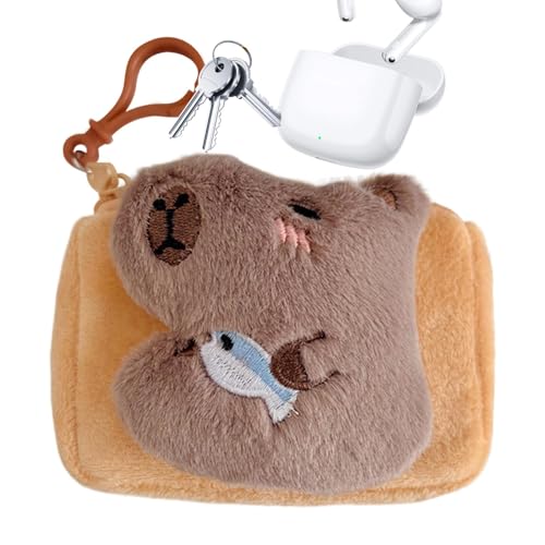 Whrcy Capybara-Plüsch-Geldbörse, Capybara-Geldbörse - Süße lustige Capybara-Geldbörse aus weichem Plüsch - Stilvolle kleine Tier-Münztasche, Capybara-Plüsch-Freizeittasche, Handtasche-Münztasche, von Whrcy