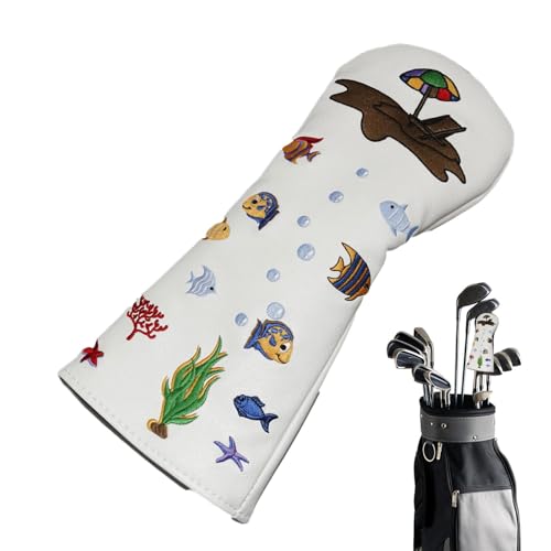 Whrcy Golf-Schlägerkopfhülle,Golfschläger-Schlägerhauben - Kleine Fisch-Muster-Schutz-wasserdichte Golf-Abdeckungs-Schläger - Golf Supplies Flanell-Innenfutter, Identifikationsnummer, PU-Außenschicht von Whrcy