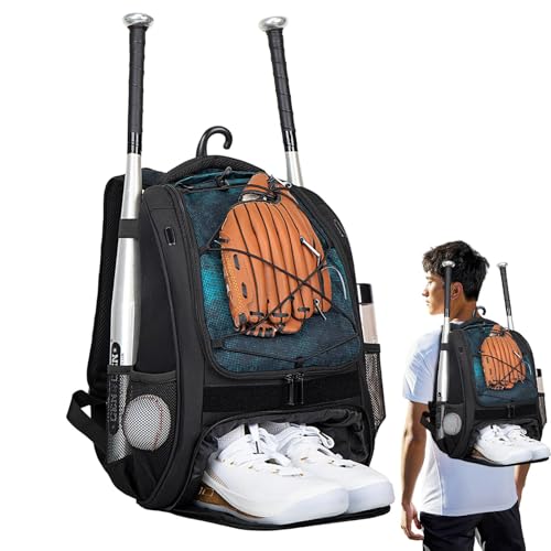 Whrcy Kinder-Baseballtasche, Baseballtasche - Baseballtasche für, Baseball-Rucksack mit Schuhfach | Großer Jugend-Baseball-Rucksack, Baseballschläger-Tasche für Wettkämpfe, Erwachsene, Schläger, von Whrcy