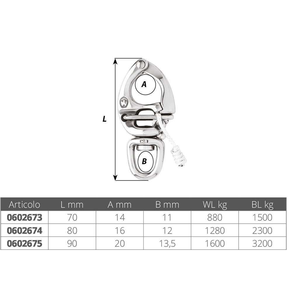 Wichard Spinnaker Swivel Carabiner Silber 90 mm von Wichard