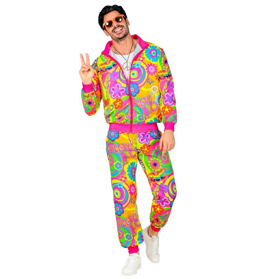 Widmann S.r.l. Kostüm Trainingsanzug 'Neon Hippie Groovy' für Erwachsene von Widmann S.r.l.