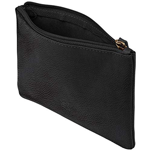 Wildery® kleine Banktasche aus echt Leder Bankmappe mit Reißverschluss Geldmappe in schwarz /#WI707 (Schwarz) von Birsppy