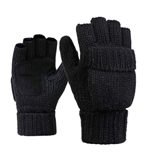 Unisex Wollhandschuhe Wärmeisolierend Fingerlose Handschuhe Winter Warm Gestrickt Umwandelbar Fäustlinge Klappenabdeckung von Wilgure