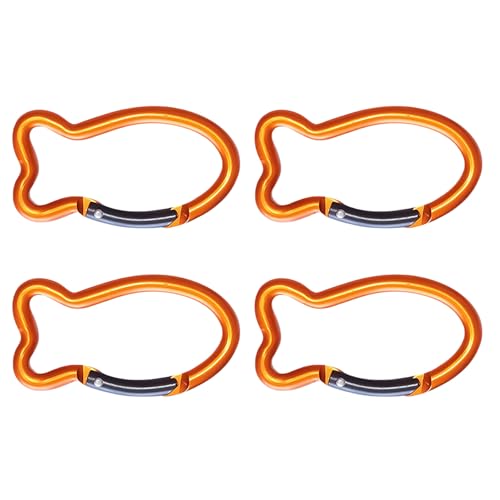 Wilgure 4 Stück Outdoor Aluminium Schlüsselanhänger Behänge Schnallen Fischform Federclip Karabiner Schlüsselanhänger Clip Zum Aufhängen von Wilgure