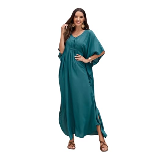 Wilgure Coverup Kaftan Kleid Kurzärmeliges Badeanzug Coverup Kaftan Kleid In Voller Länge von Wilgure