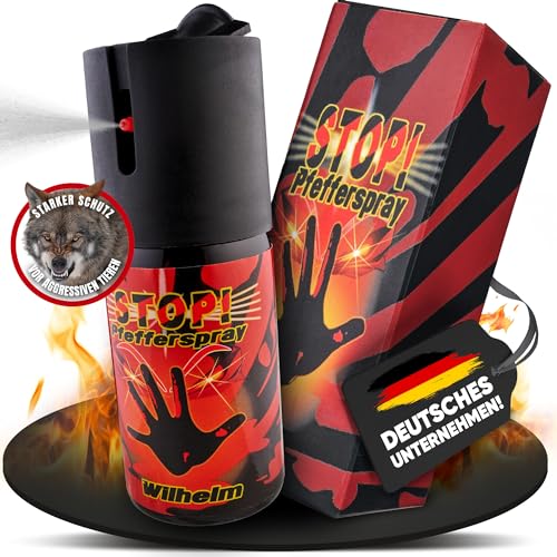 1 x Wilhelm Pfefferspray 40 ml Tierabwehr Selbstverteidigung CS Gas KO Spray hochdosiert (ca. 2 Mio. Scoville) effektives Verteidigungsspray von Wilhelm