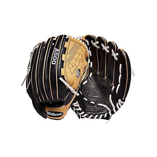 WILSON Mädchen A550 Siren 12.5" Softball-Handschuh, Schwarz/Blond/Weiß von Wilson