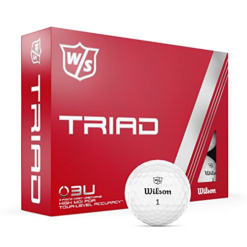 Wilson Staff Golfbälle, Triad, Dreiteiliger Golfball, 12 Bälle, Weiß von Wilson