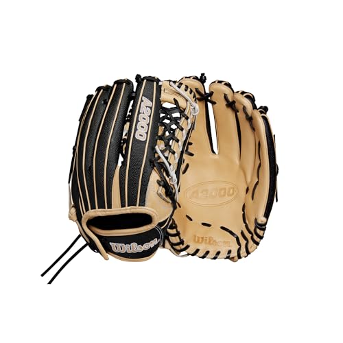 WILSON Unisex – Erwachsene A2000 Outfield Fastpitch Gloves Handschuh, Schwarz/Blond, 12.5" von Wilson