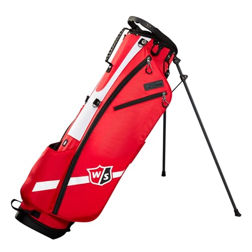 Wilson Golftasche, W/S QS Quiver Stand Bag, Trage-/Trolleytasche, 4 Fächer für diverse Golfschläger, Golf-Zubehör für Damen und Herren, Rot / Weiß / Schwarz von Wilson