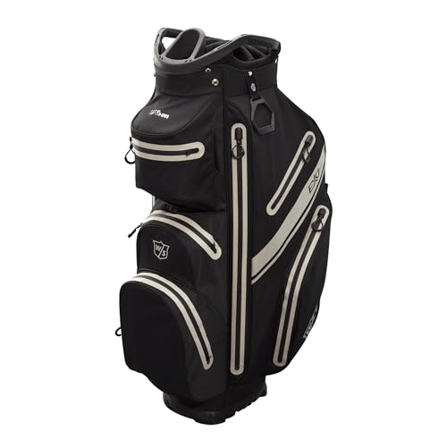 Wilson Golftasche, W/S Exo Dry Cart Bag, Trolleytasche für bis 14 Schläger, Golf-Zubehör für Damen und Herren, Schwarz / Schwarz / Silber Wilson Golftasche, W/S Exo Dry Cart Bag, Trolleytasche für bis 14 Schläger, Golf-Zubehör für Damen und Herren, Schwarz / Schwarz / Silber von Wilson