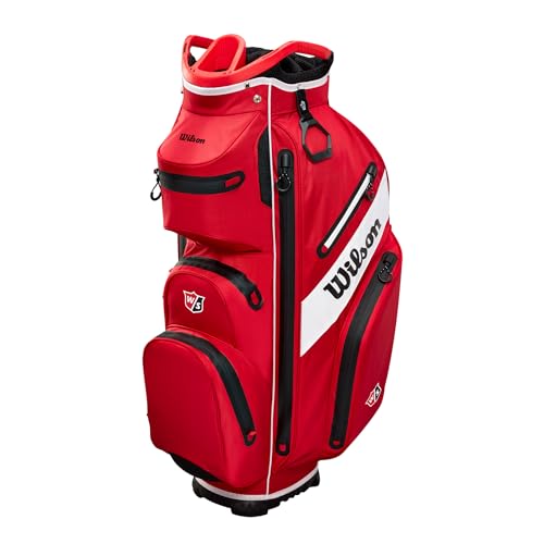 Wilson Golftasche, W/S Exo Dry Cart Bag, Trolleytasche für bis 14 Schläger, Golf-Zubehör für Damen und Herren, Rot / Schwarz / Weiß Wilson Golftasche, W/S Exo Dry Cart Bag, Trolleytasche für bis 14 Schläger, Golf-Zubehör für Damen und Herren, Rot / Schwarz / Weiß von Wilson