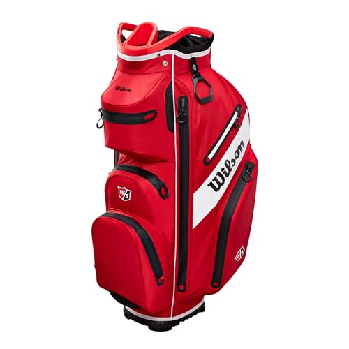 Wilson Golftasche, W/S Exo Dry Cart Bag, Trolleytasche für bis 14 Schläger, Golf-Zubehör für Damen und Herren, Rot / Schwarz / Weiß von Wilson