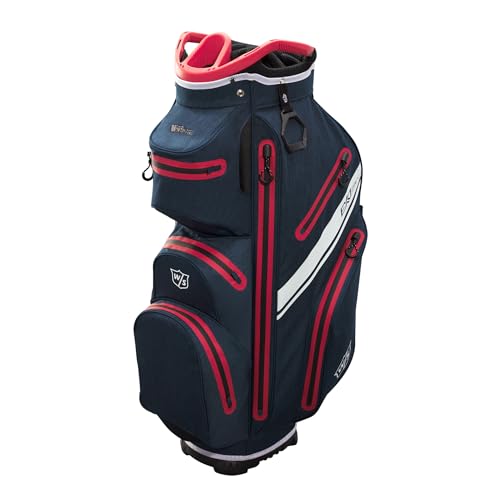 Wilson Golftasche, W/S Exo Dry Cart Bag, Trolleytasche für bis 14 Schläger, Golf-Zubehör für Damen und Herren, Navy / Rot / Weiß Wilson Golftasche, W/S Exo Dry Cart Bag, Trolleytasche für bis 14 Schläger, Golf-Zubehör für Damen und Herren, Navy / Rot / Weiß von Wilson