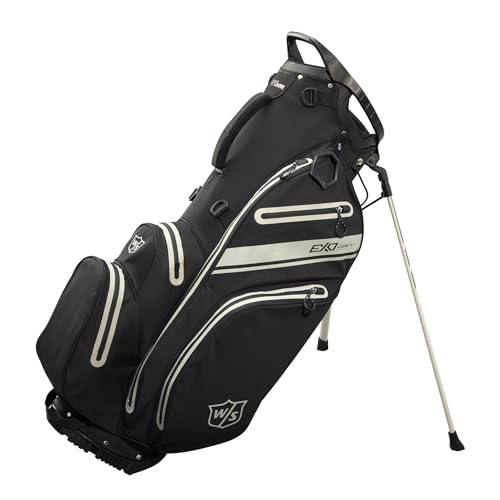Wilson Golftasche, W/S Exo Dry Stand Bag, Trage-/Trolleytasche, 5 Fächer für diverse Golfschläger, Golf-Zubehör für Damen und Herren, Schwarz / Kohlegrau / Silber Wilson Golftasche, W/S Exo Dry Stand Bag, Trage-/Trolleytasche, 5 Fächer für diverse Golfschläger, Golf-Zubehör für Damen und Herren, Schwarz / Kohlegrau / Silber von Wilson