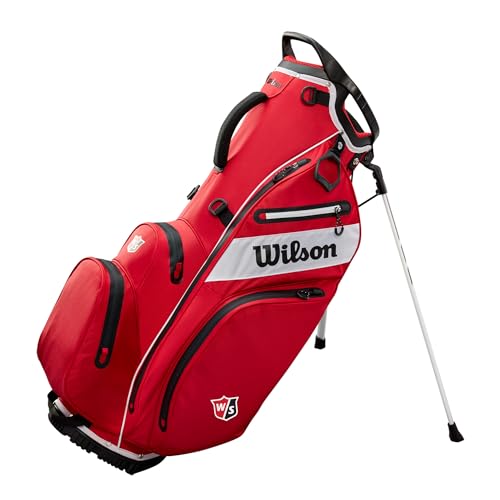Wilson Golftasche, W/S Exo Dry Stand Bag, Trage-/Trolleytasche, 5 Fächer für diverse Golfschläger, Golf-Zubehör für Damen und Herren, Rot / Schwarz / Weiß Wilson Golftasche, W/S Exo Dry Stand Bag, Trage-/Trolleytasche, 5 Fächer für diverse Golfschläger, Golf-Zubehör für Damen und Herren, Rot / Schwarz / Weiß von Wilson