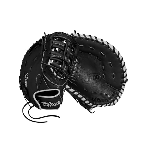 Wilson 2024 A700 Baseball-Handschuh für die erste Base, 30,5 cm, Schwarz/Silber/Weiß, für Linkshänder von Wilson