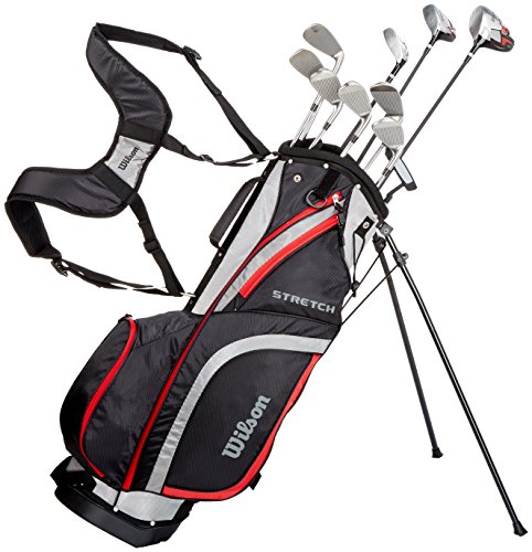 Wilson Anfänger-Amazon Exclusive Komplettsatz, 10 Golfschläger mit Carrybag, Herren, Linkshand, Stretch XL, schwarz/grau/rot, WGG157550 Wilson Anfänger-Amazon Exclusive Komplettsatz, 10 Golfschläger mit Carrybag, Herren, Linkshand, Stretch XL, schwarz/grau/rot, WGG157550 von Wilson