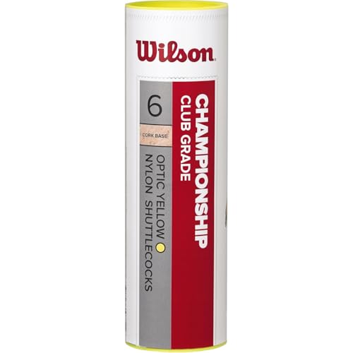 WILSON Badminton-Ball, Championship Shuttlecocks, 6-er Dose, 79 Grains, Gelb, Kunststoff/Naturkork, WRT6044YE79, Einheitsgröße WILSON Badminton-Ball, Championship Shuttlecocks, 6-er Dose, 79 Grains, Gelb, Kunststoff/Naturkork, WRT6044YE79, Einheitsgröße von Wilson