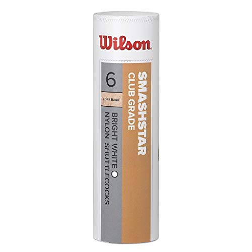 Wilson Badminton-Ball, Smashstar Shuttlecocks, 6-er Dose, 78 Grains, Weiß, Kunststoff/Naturkork, WRT6050WH78 von Wilson