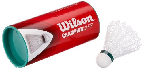 Wilson Badminton Nylon Federbälle mit Korkkopf Championship 3er Dose 77 (slow) whi, weiss von Wilson