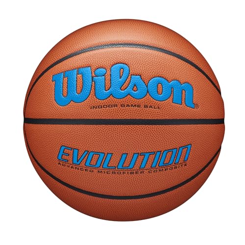 Wilson Basketball, EVOLUTION GAME BALL, Für Halle geeignet, Komposit-Material, Offizielle Größe, blau, WTB0595XB0704 von Wilson
