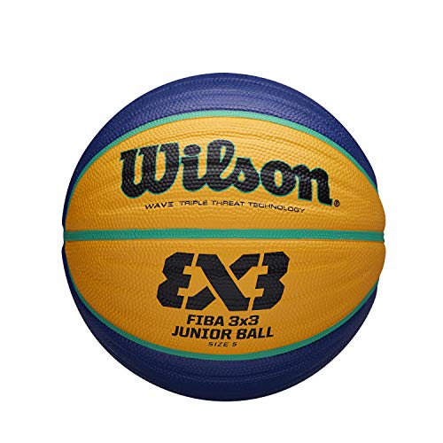 Wilson Basketball FIBA 3X3 Replica JUNIOR, Größe: 5, Gummi, Für den Innen- und Außenbereich, Gelb/Blau, WTB1133XB von Wilson