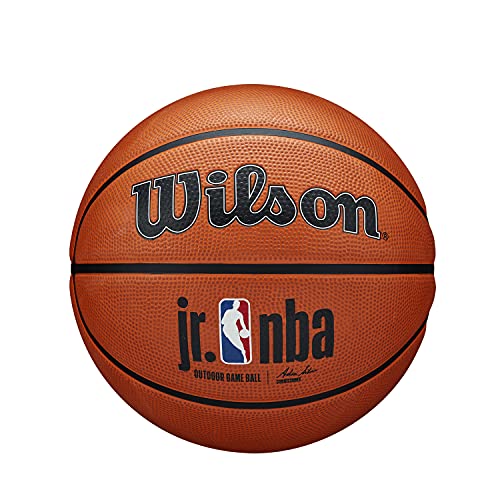 Wilson Basketball JR NBA AUTHENTIC SERIES, Outdoor, Tackskin Gummi, Größe: 5, Braun von Wilson