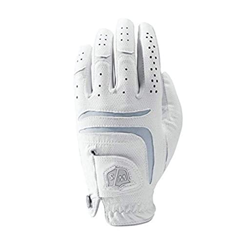 Wilson Staff Damen Golfhandschuh, Grip Plus, Material-Kombi, Größe: L, Linkshand, LLH, weiß, WGJA00101L von Wilson Staff