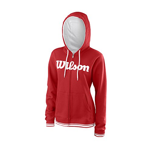 Wilson Damen Sport-Kapuzenweste, W Team Script FZ Hoody, Baumwolle/Polyester, Rot/Weiß, Größe: S, WRA766704 von Wilson