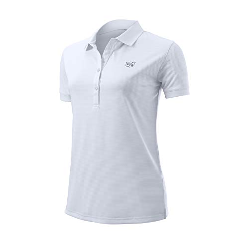 WILSON Damen Stripe Polo T-Shirt, Weiß, LG WILSON Damen Stripe Polo T-Shirt, Weiß, LG von Wilson