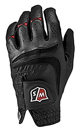 Wilson Staff Herren Golfhandschuh, Grip Plus, Material-Kombi, Größe: S, Linkshand, MLH, schwarz, WGJA00103S von Wilson