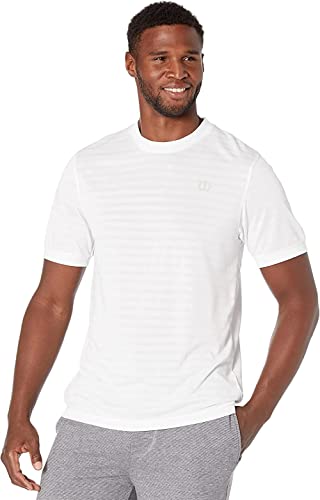 Wilson Herren Kurzarmshirt, STRIPE CREW, Polyester, Weiß, Größe S, WRA789204SM von Wilson