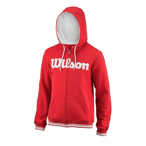 Wilson Herren Sport-Kapuzenweste, M Team Script FZ Hoody, Baumwolle/Polyester, Rot/Weiß, Größe: L, WRA765904 von Wilson