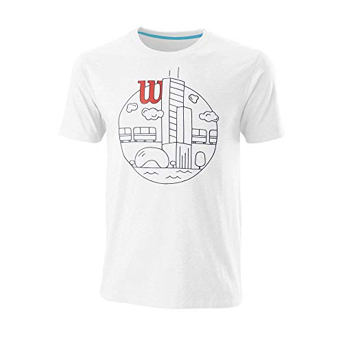 Wilson Herren T-Shirt, CHI SKYLINE CTN T-Shirt, Baumwolle, Weiß, Größe M, WRA790801MD von Wilson