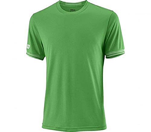 Wilson Herren Tennis-Kurzarmshirt, M Team Solid Crew, Polyester, Grün/Weiß, Größe: L, WRA765303 von Wilson