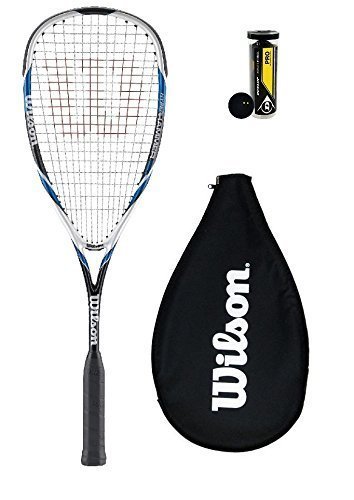 Wilson Hyper Hammer 120 PH Squashschläger + 3 Dunlop Squash Bälle - Blau + 3 Pro Bälle von Wilson