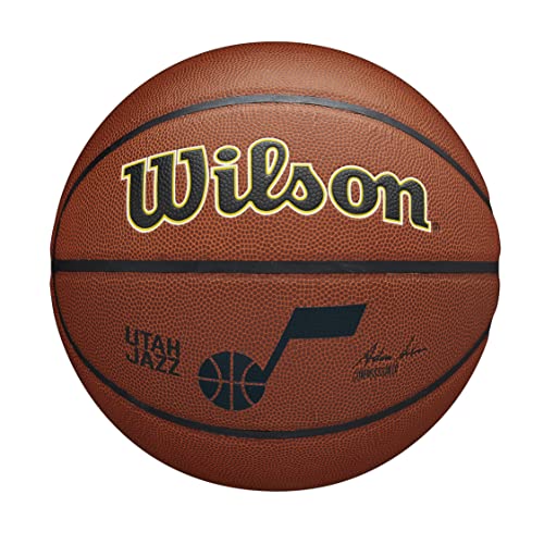 Wilson Basketball, NBA Team Alliance, Utah Jazz, Outdoor und Indoor, PureFeel Cover, Größe: 7, Braun von Wilson