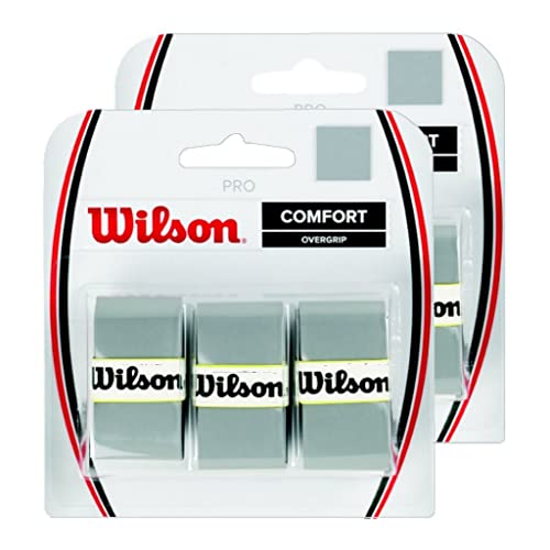 Wilson Pro Overgrip Comfort Overgrip, 3 Packungen (insgesamt 6 Streifen Overgrip), silberfarben von Wilson