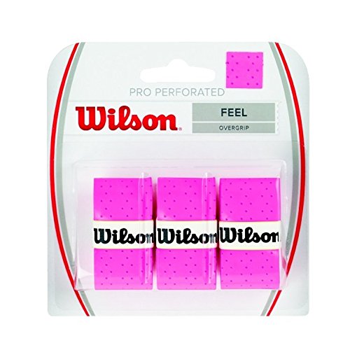 Wilson Pro Overgrip Perforated 3 Pack - White, Green, Pink - Tennis - Badminton - Squash von Wilson