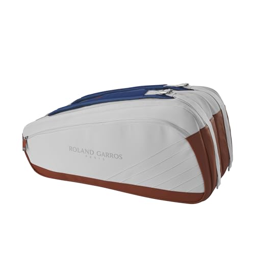 Wilson Roland-Garros Super Tour Tennisschlägertasche, für bis zu 9 Schläger, Ton/Weiß/Marineblau Wilson Roland-Garros Super Tour Tennisschlägertasche, für bis zu 9 Schläger, Ton/Weiß/Marineblau von Wilson